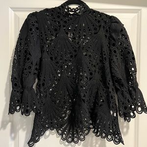 NWT Haute Monde Black Lace Top